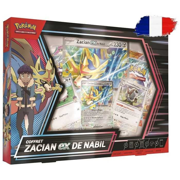Coffret Zacian et Nabil EX 4 Boosters en français PRECO