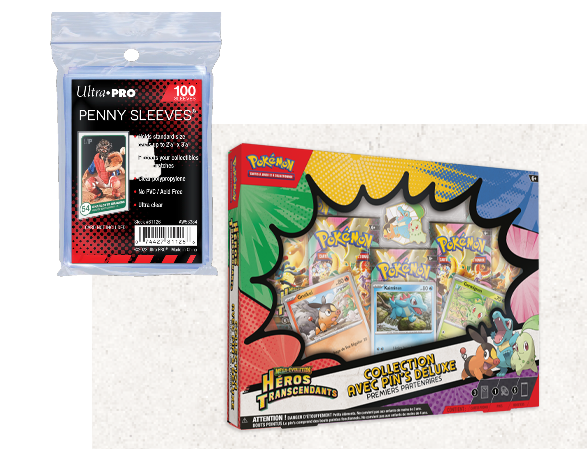 PRECO Pack coffret Delux pin collection heros transcendant en franaçs + 1 paquet de 100 sleeve ultra pro
