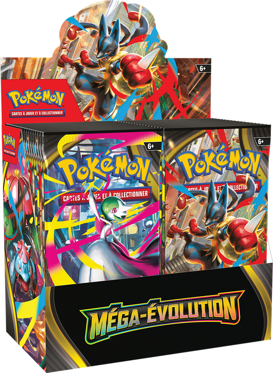 Pack anti bot 1 Boite de 36 boosters Mega Evolution ME1 FR + 1 paquet de 100 sleeve + 1 paquet de 50 Toploader