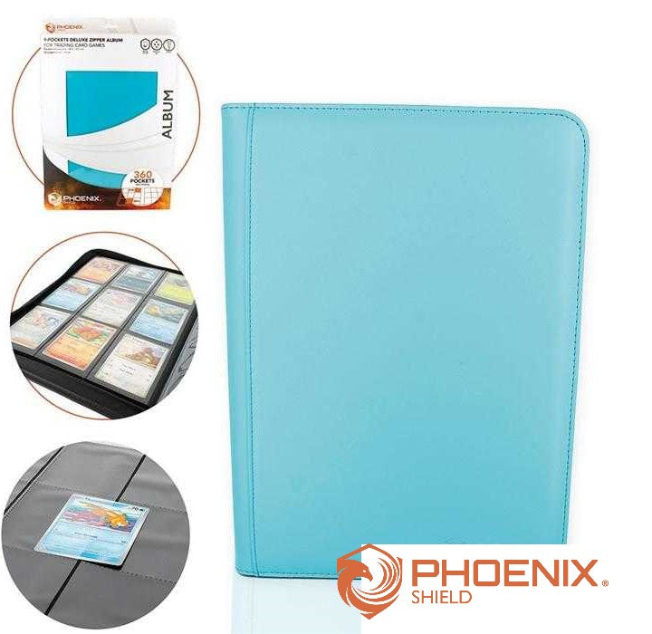 ZIP Portfolio 360 Capacité 9 cases Turquoi Phoenix shield
