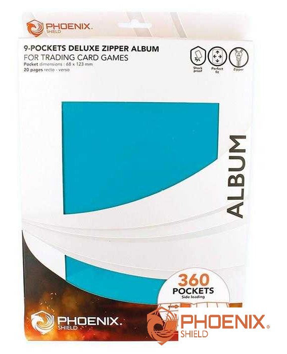 ZIP Portfolio 360 Capacité 9 cases Turquoi Phoenix shield