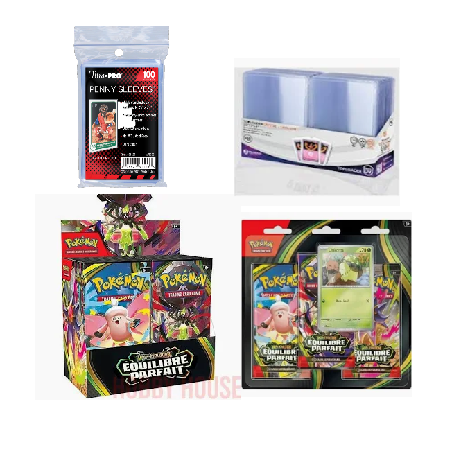 PRECO Bundle Display 36 booster équilibre parfait + 1 tripack + 1 paquet de 100sleeves + 1 paquet de 50 toplaoder premium